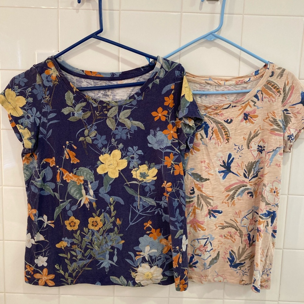 Painterly Slub Floral Print T-Shirts Set